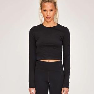 Girlfriend Collective Black ReSet Cropped Long Sleeve